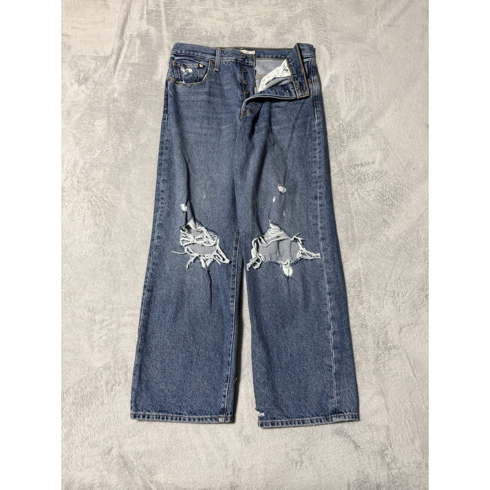 Levis‎ Jeans Womens 30 Blue Ribcage Straight Ankle Button Fly Denim 30x26.5